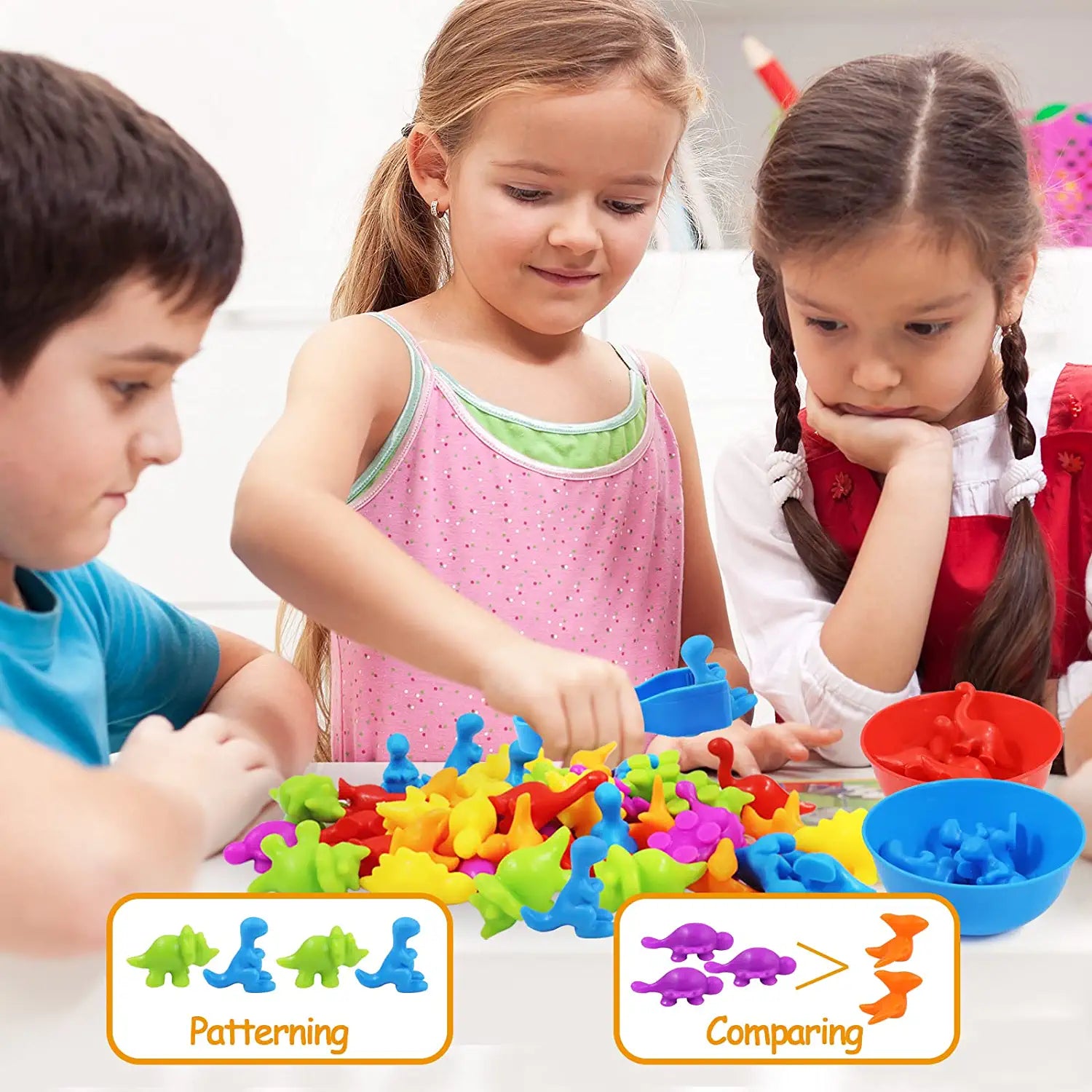Juego De Clasificación De Color y Dinosaurios Montessori