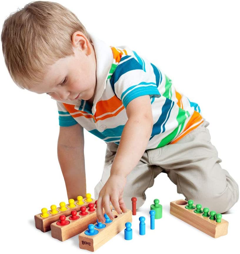 Montessori Bloques de Cilindros 6 Clavijas Madera