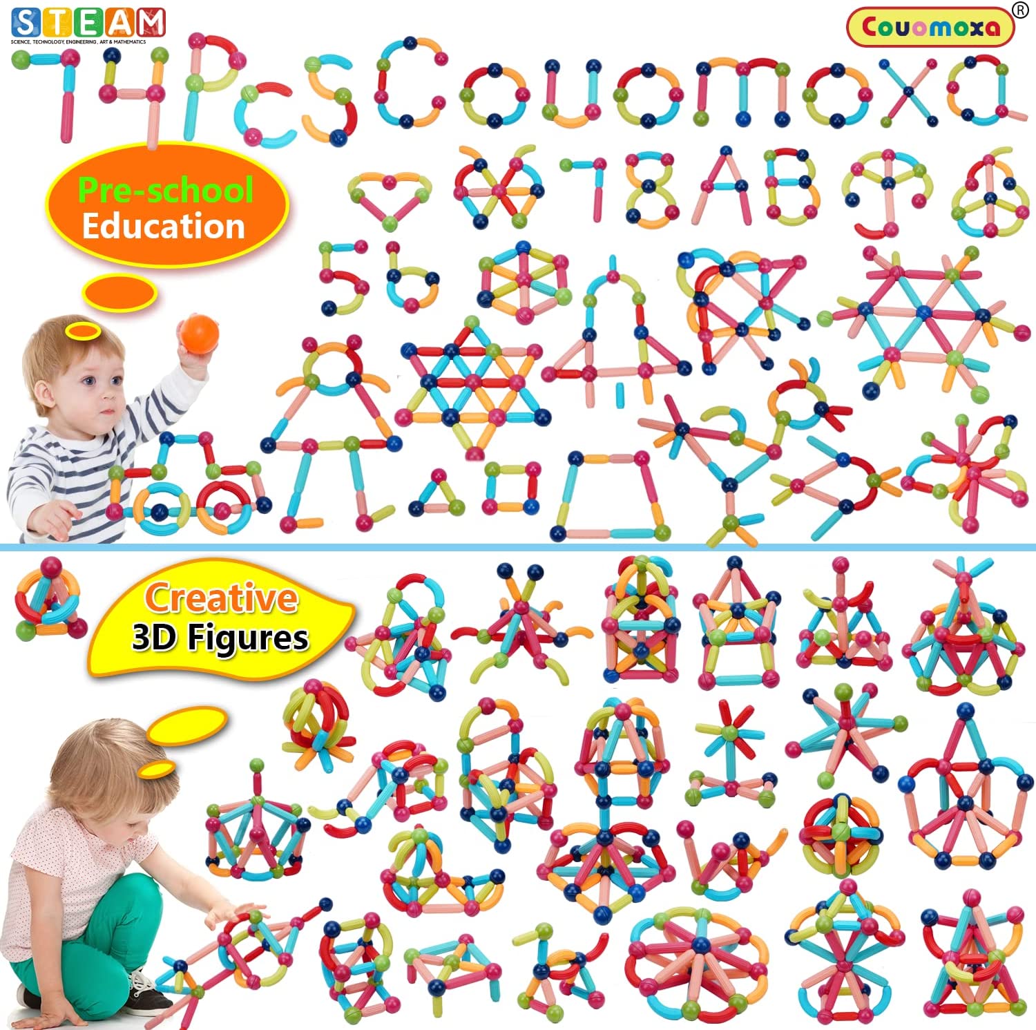 74 Piezas Magnéticas Aprendizaje Preescolar