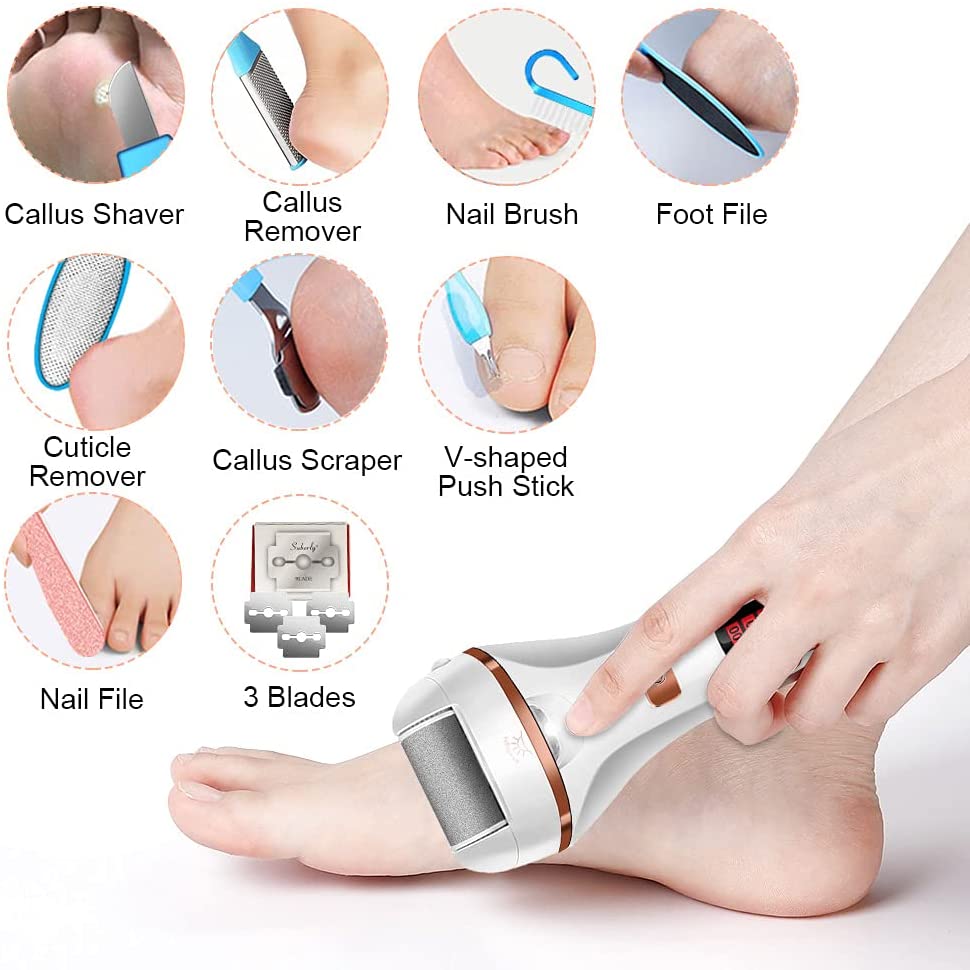 Eliminador de callos eléctrico con accesorios.