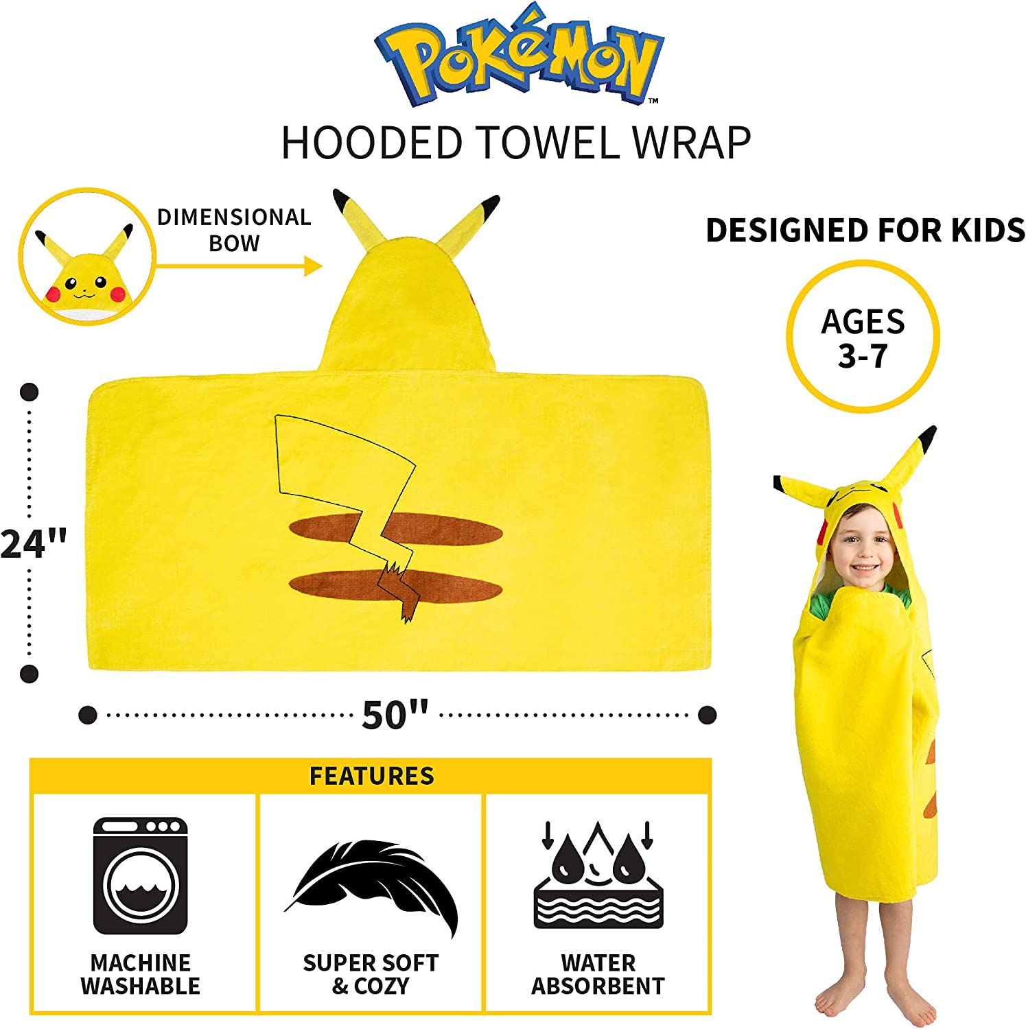 Toalla infantil Pokemon Pikachu o Blue extra suave