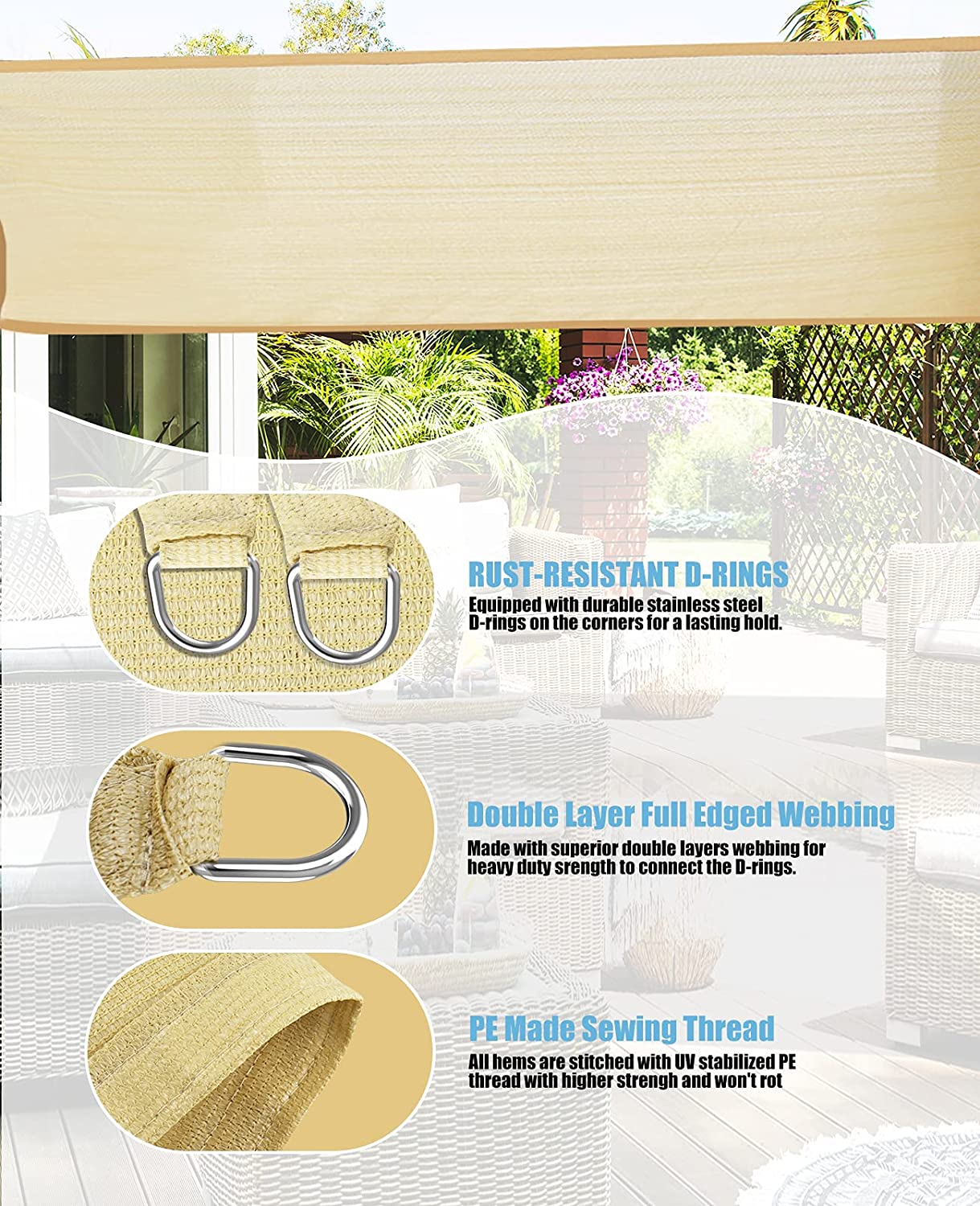 Toldo Vela Rectangular Para Jardín Bloque Uv Teletiendauy