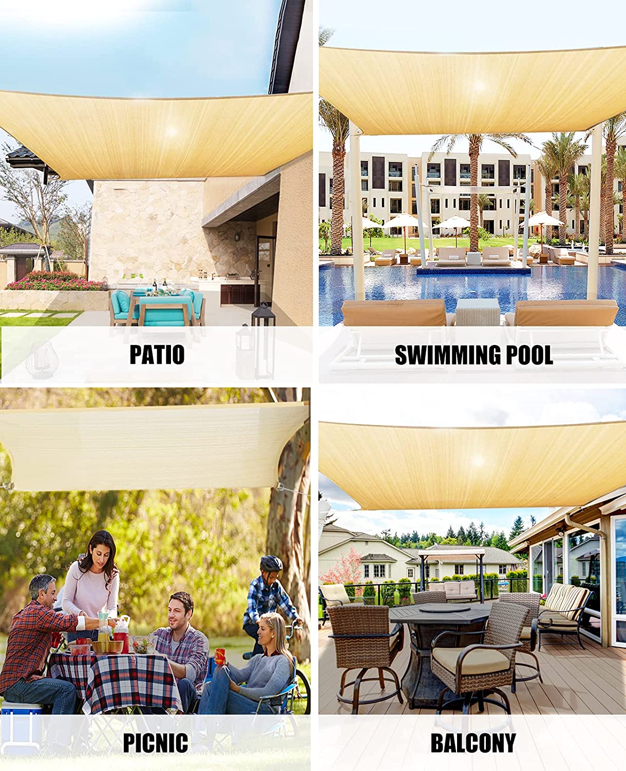 Toldo Vela Rectangular Para Jardín Bloque Uv Teletiendauy