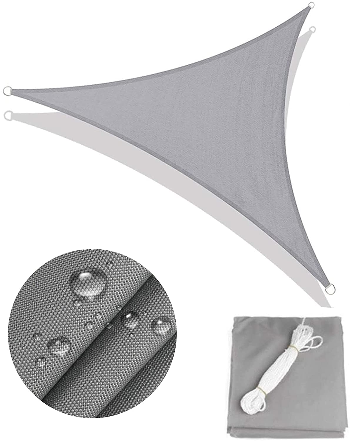 Toldo Impermeable Triangular o Cuadrado Gris Bloque Uv