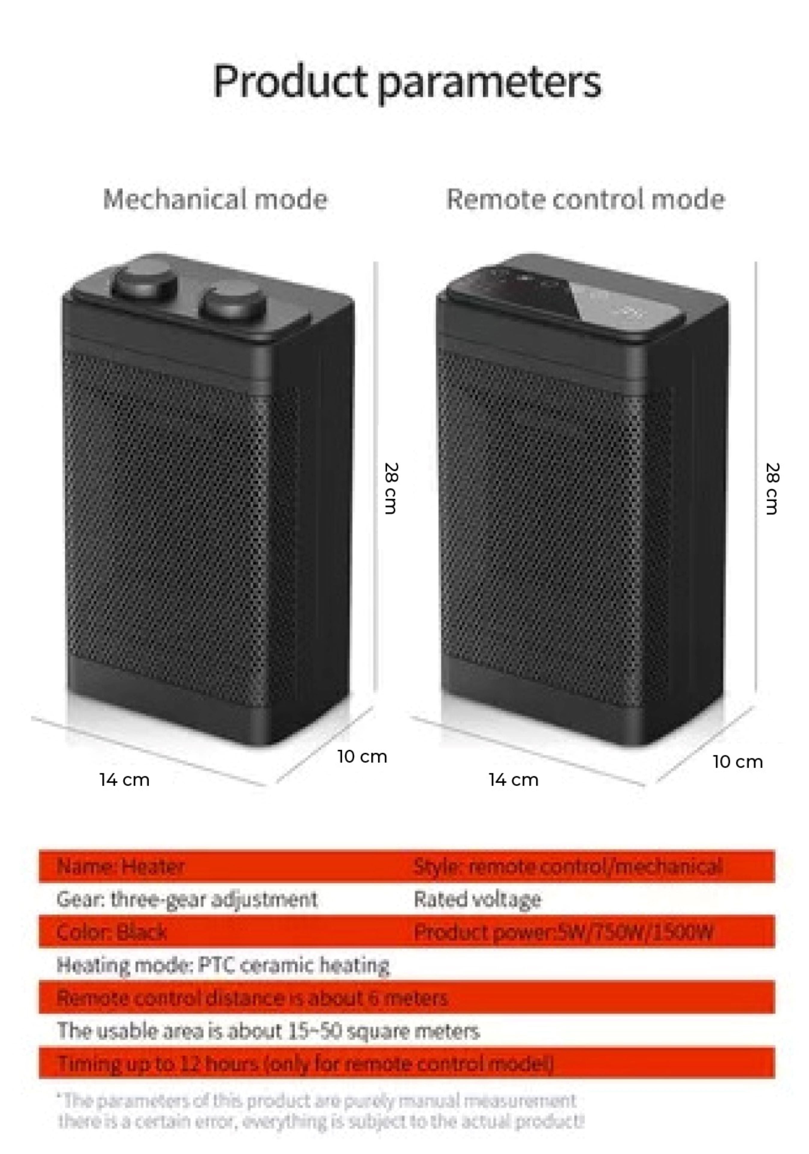 Calefactor de Cerámica Portátil con Control Remoto