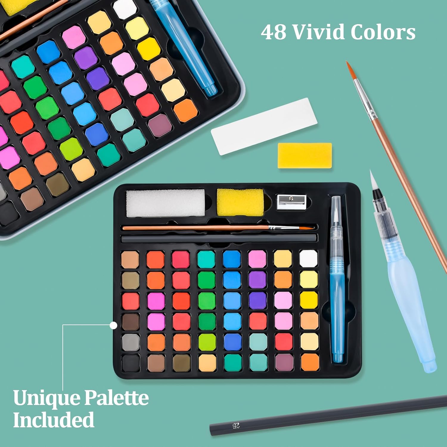 Juego De Acuarela 48 Colores En Caja Portátil