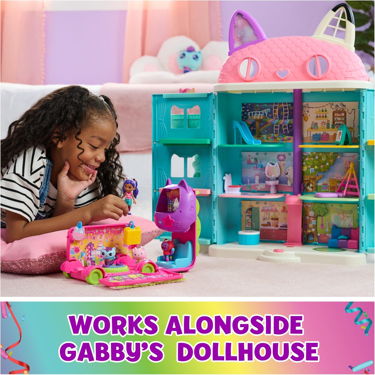 Gabby Dollhouse Autobus De Fiesta Y Accesorios