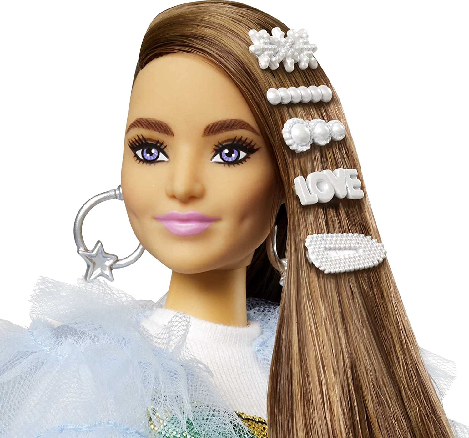 Barbie Extra Con Clips Brillantes Y Cocodrilo