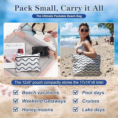 Bolso De Playa + Neceser Impermeable Lona Grande