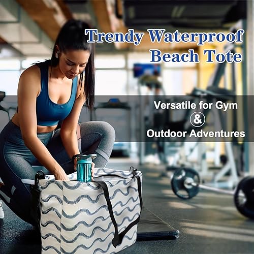 Bolso De Playa + Neceser Impermeable Lona Grande