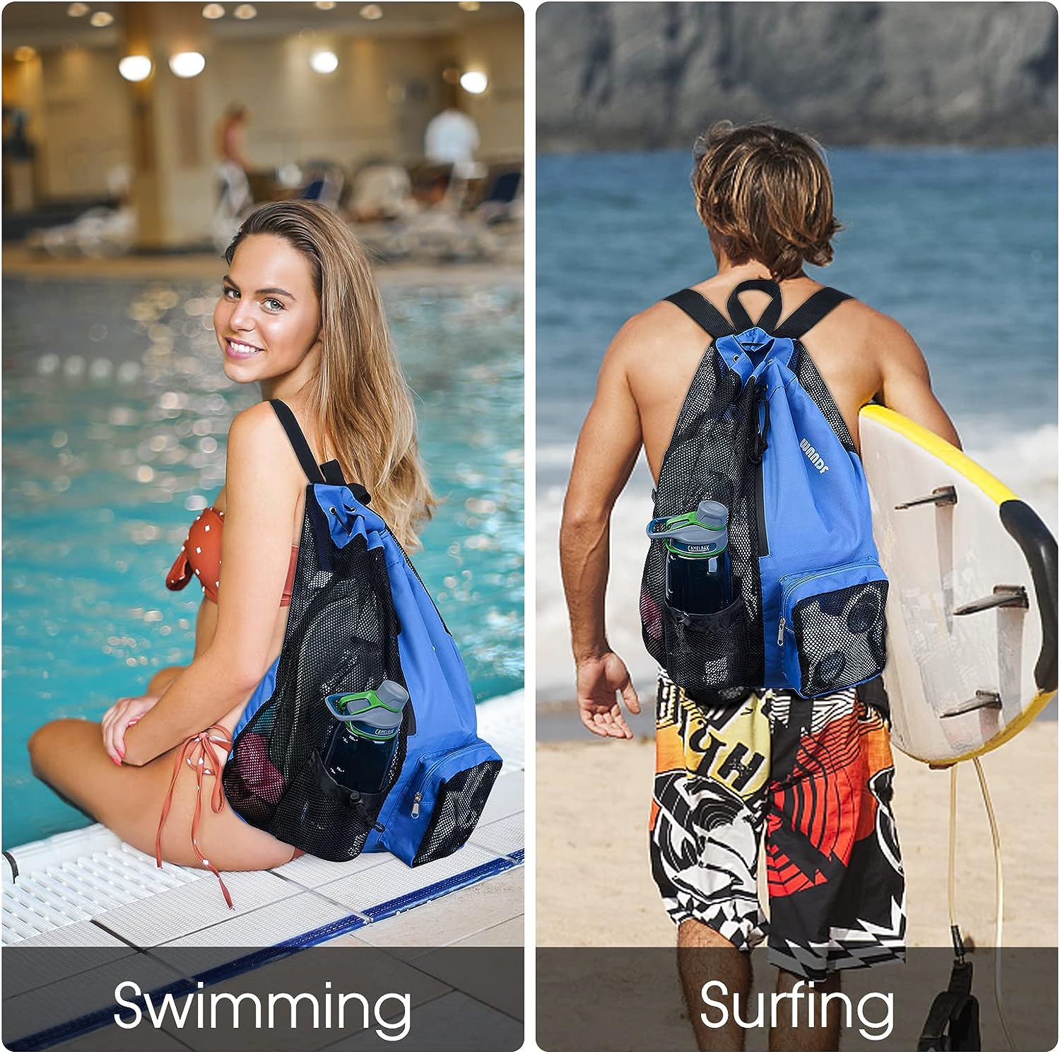 Mochila De Natación Y Playa Con Bolsillo Húmedo