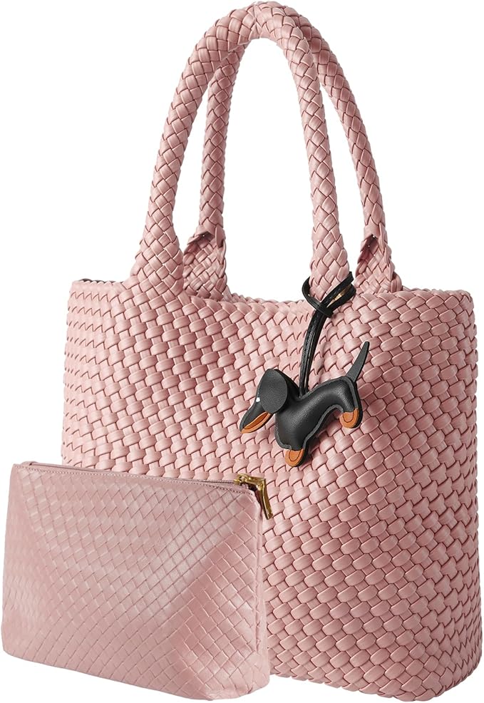 Cartera De Cuero Vegano Tejida A Mano Grande