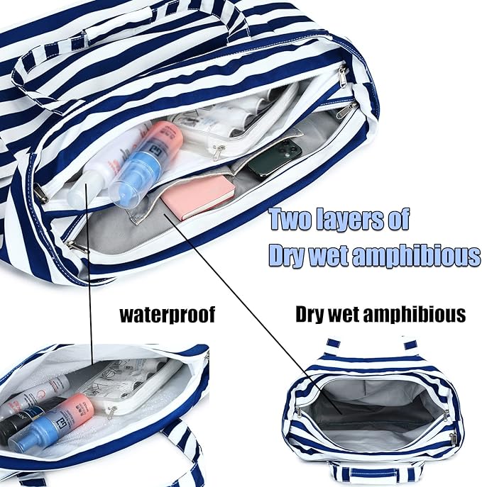 Bolso De Playa Impermeable Con Bolsillo Ropa Húmeda +toalla