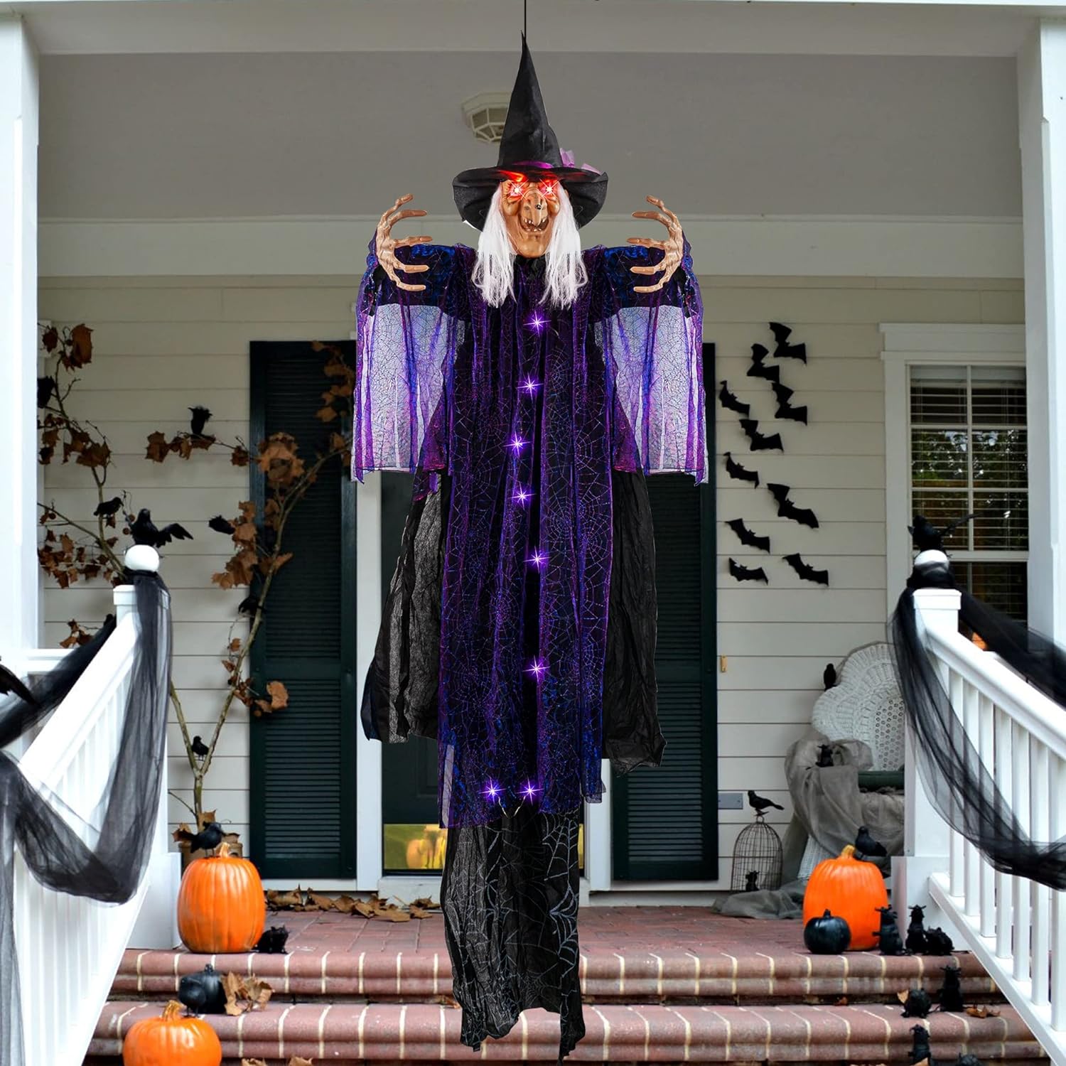 Bruja Colgante 1.8metros Halloween Luz Y Sonido
