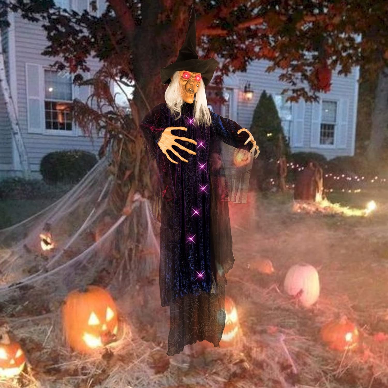 Bruja Colgante 1.8metros Halloween Luz Y Sonido