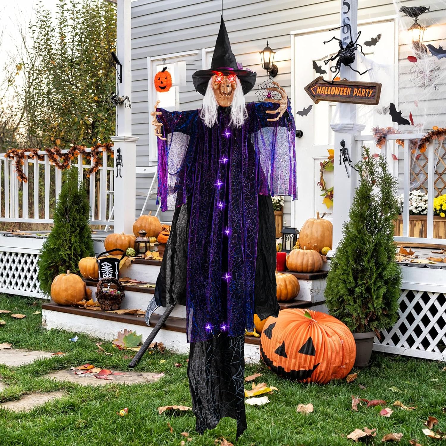Bruja Colgante 1.8metros Halloween Luz Y Sonido