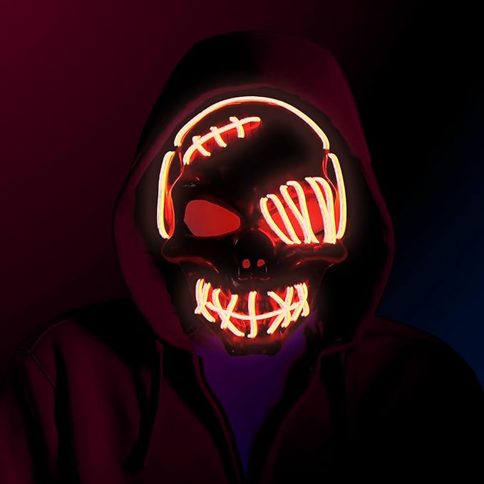 Máscara De Halloween Con Luz Led calavera de Terror