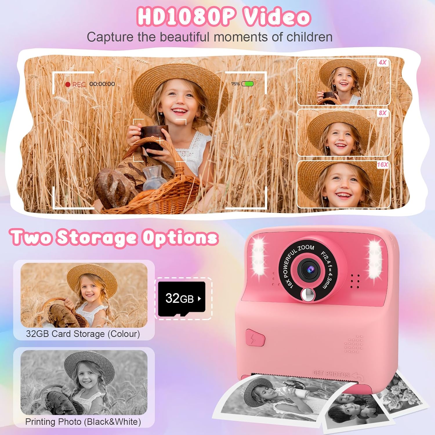 Cámara De Fotos Impresión Instantánea Infantil