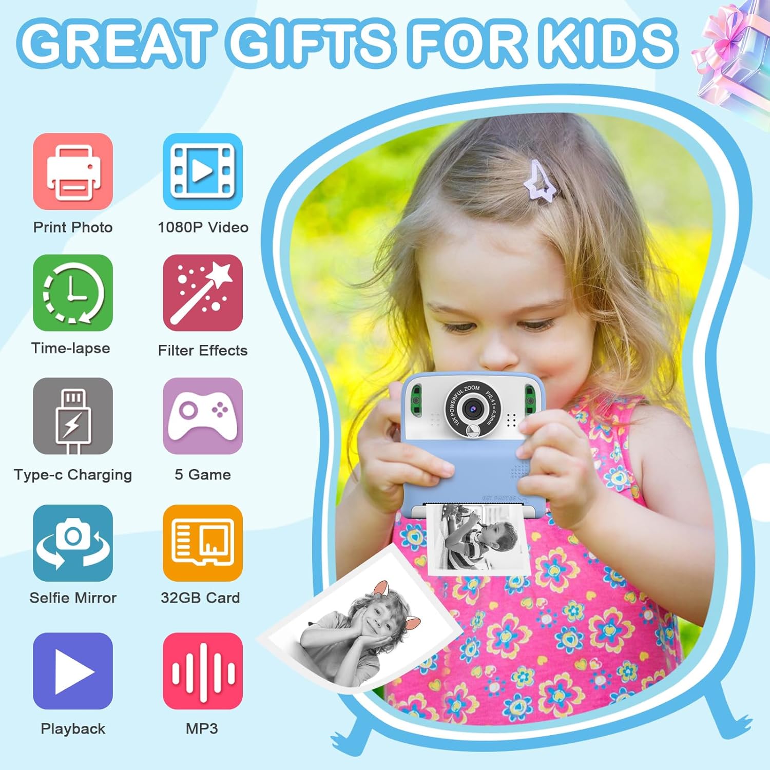Cámara De Fotos Impresión Instantánea Infantil