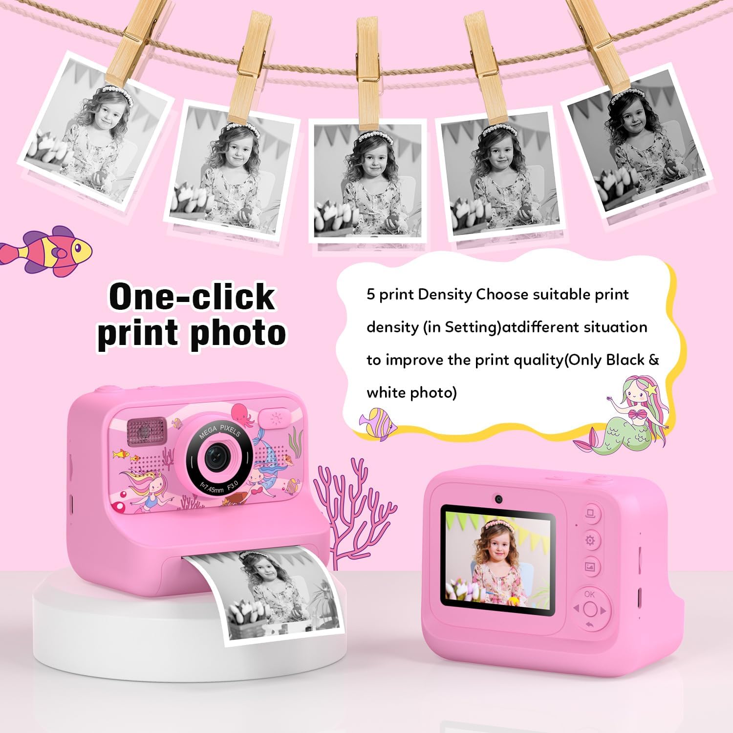 Cámara De Impresión Instantánea infantil Hd