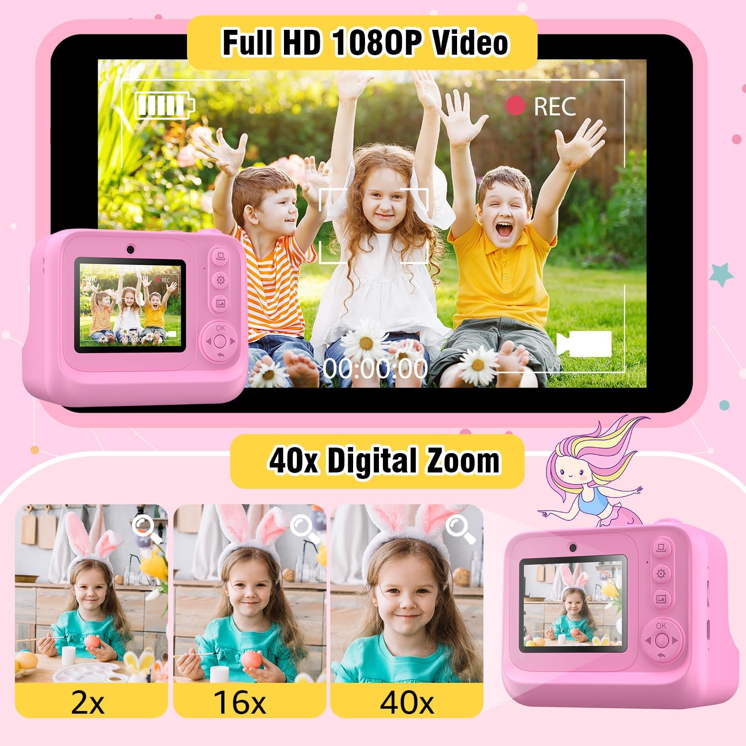 Cámara De Impresión Instantánea infantil Hd