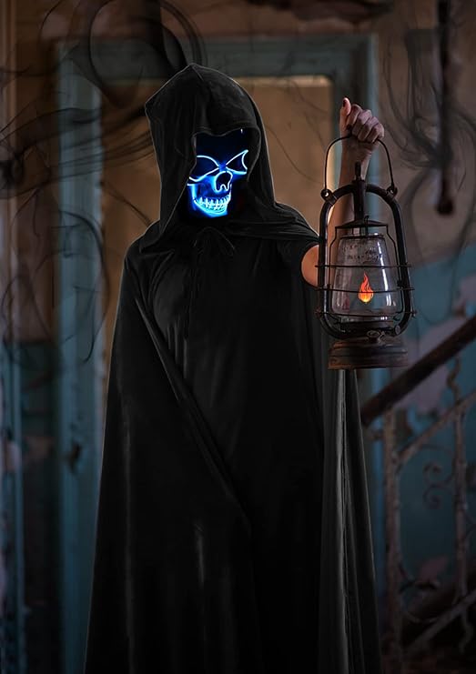 Disfraz De Cosplay Con Máscara De Luz Halloween