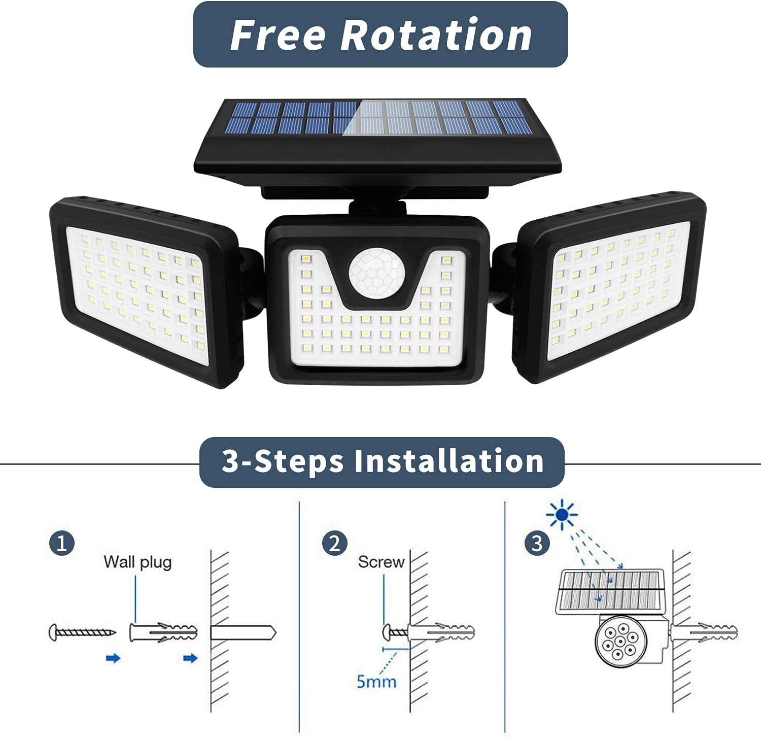 Foco Solar con sensor de movimiento inalámbrico  impermeable