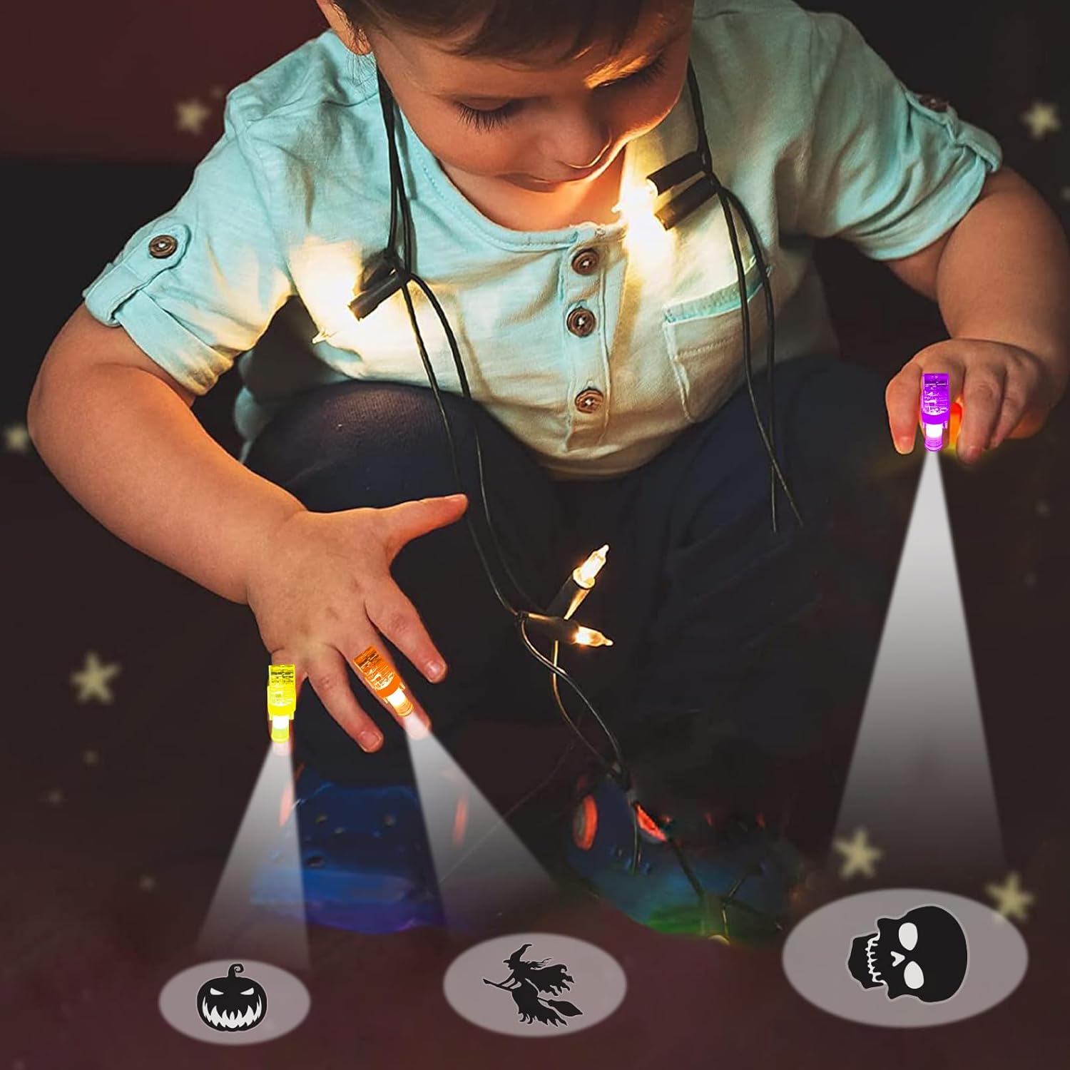 36 Luces De Dedo Iluminadas Infantil Halloween