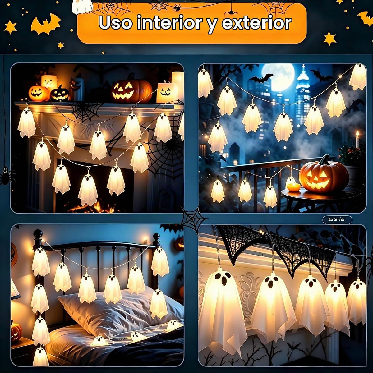 Decoracion Halloween Luces Solares 10 Fantasmas