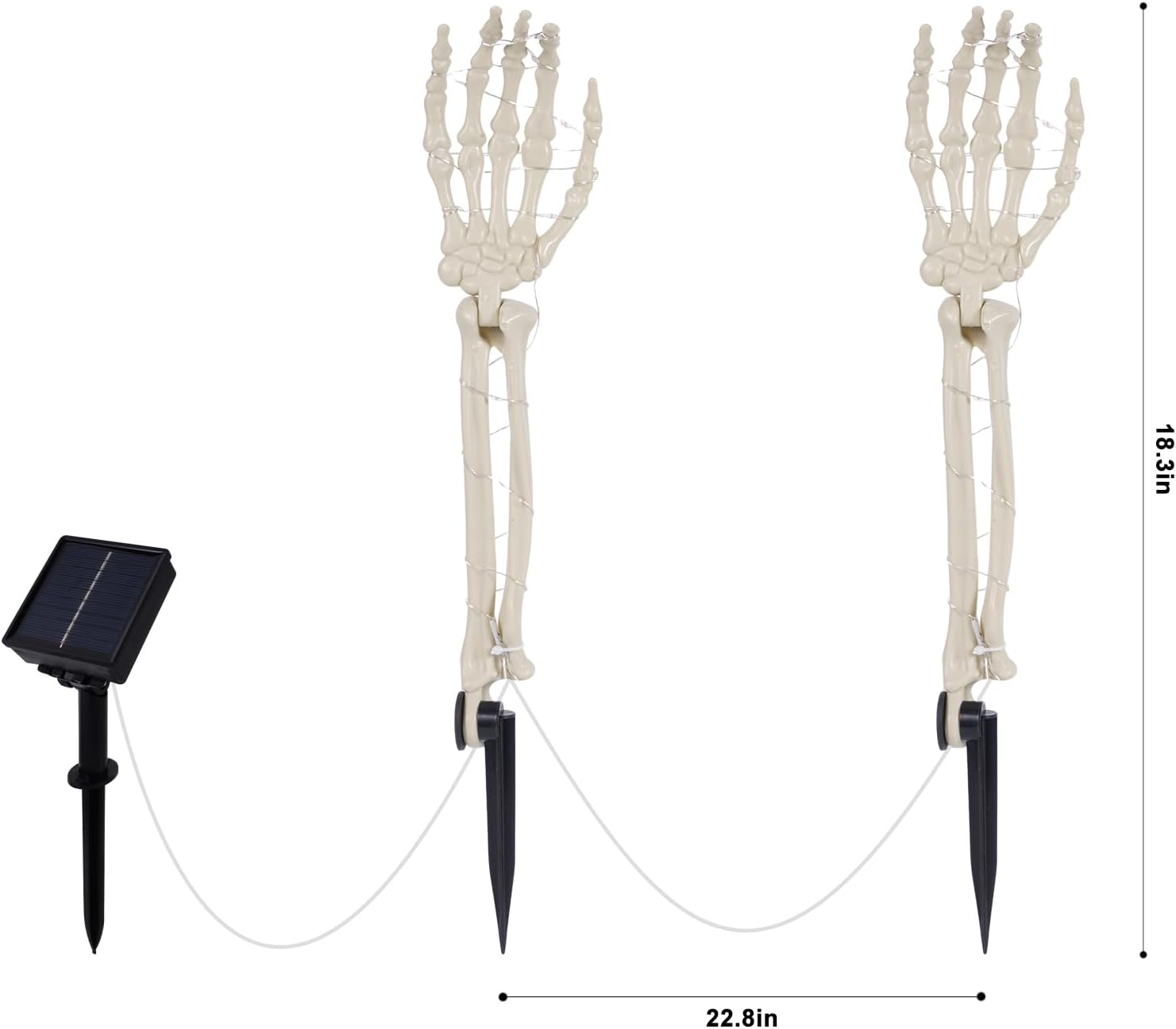 Deco Solar De Halloween Kit X2 Brazos Esqueleto