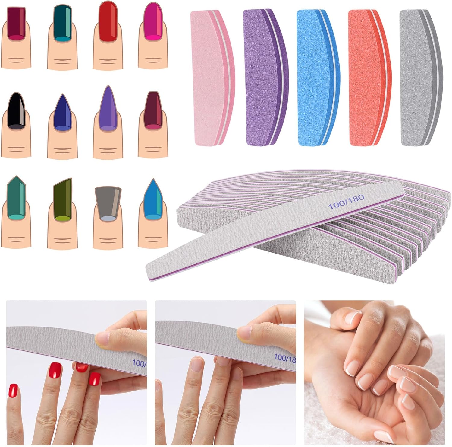 Limas De Uñas 23 Herramientas De Manicura Grano 100/180