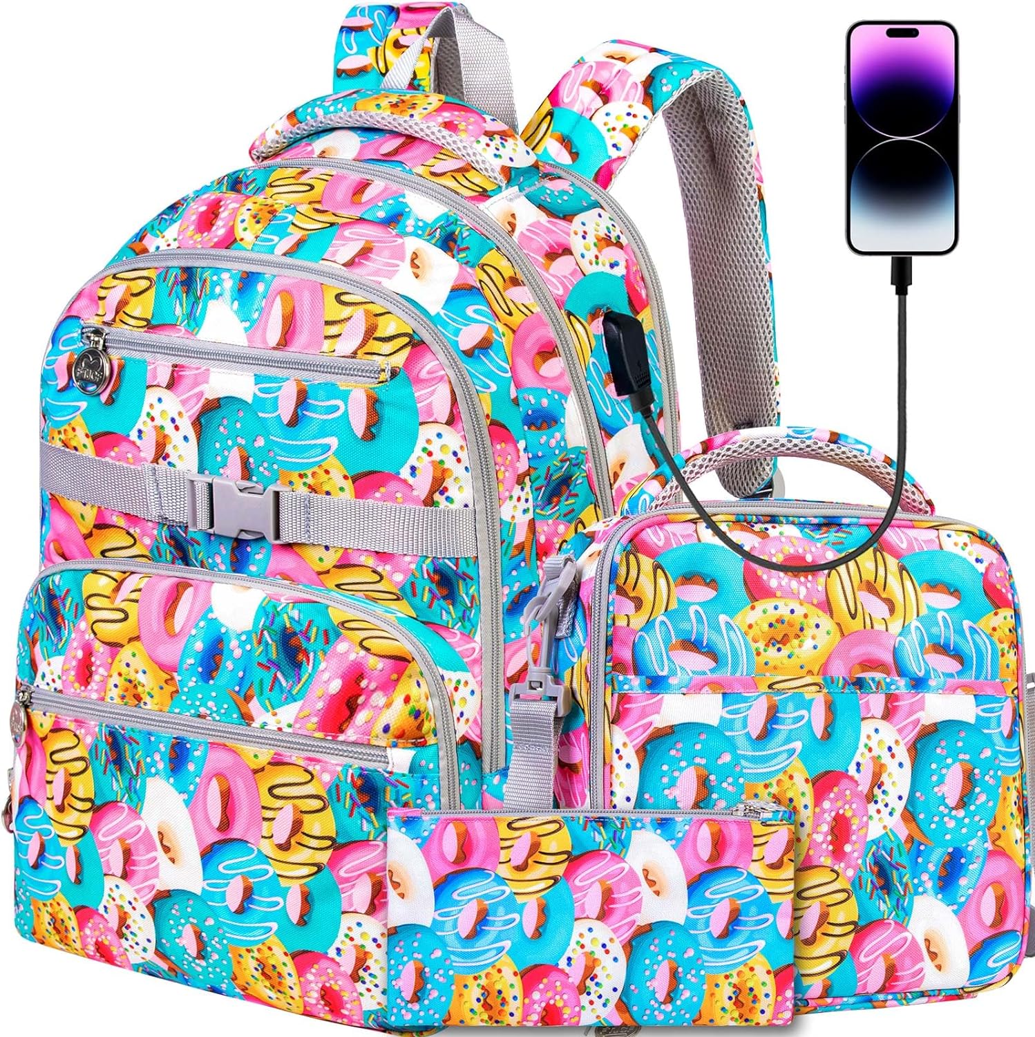 Set de mochila lonchera y organizador de útiles Teletiendauy