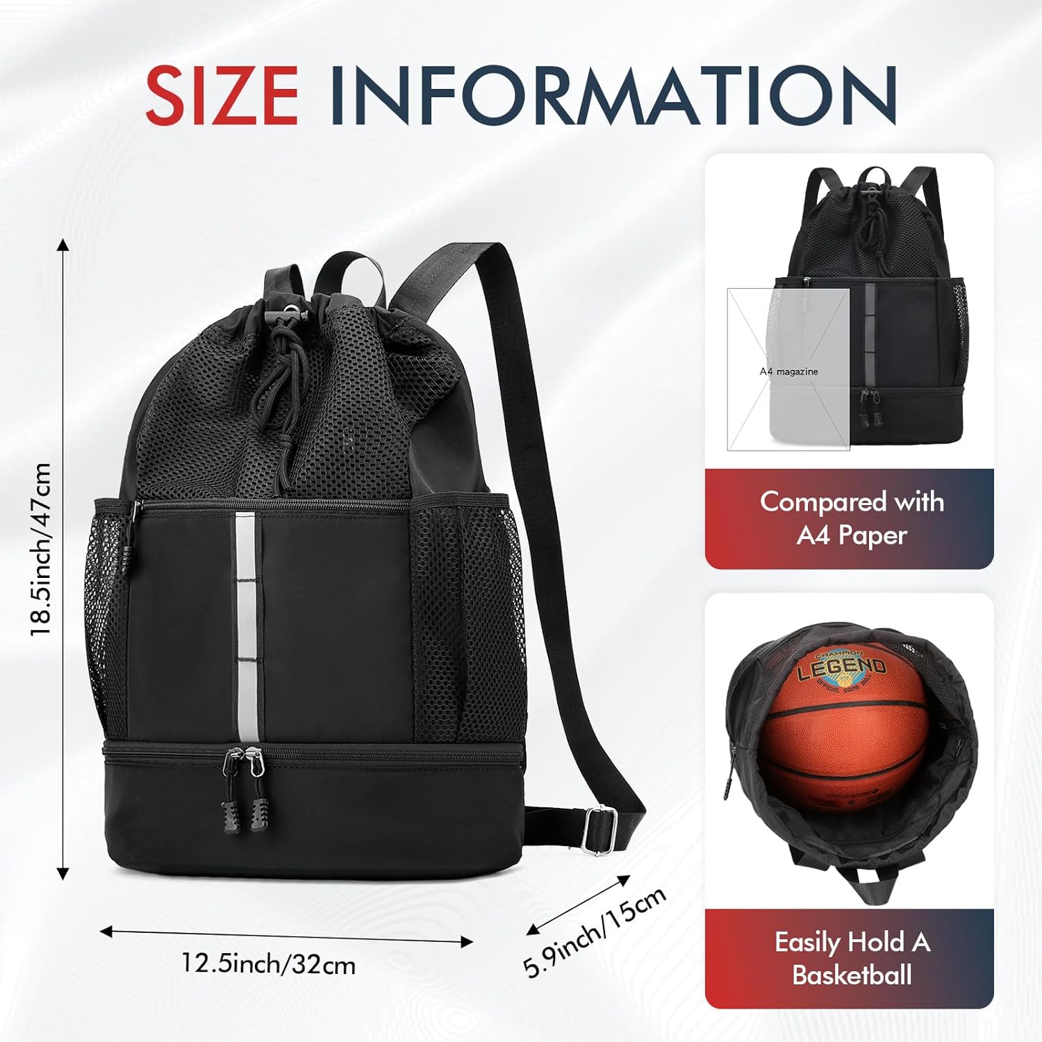 Bolso De Gimnasio Con Cordón Gran Capacidad