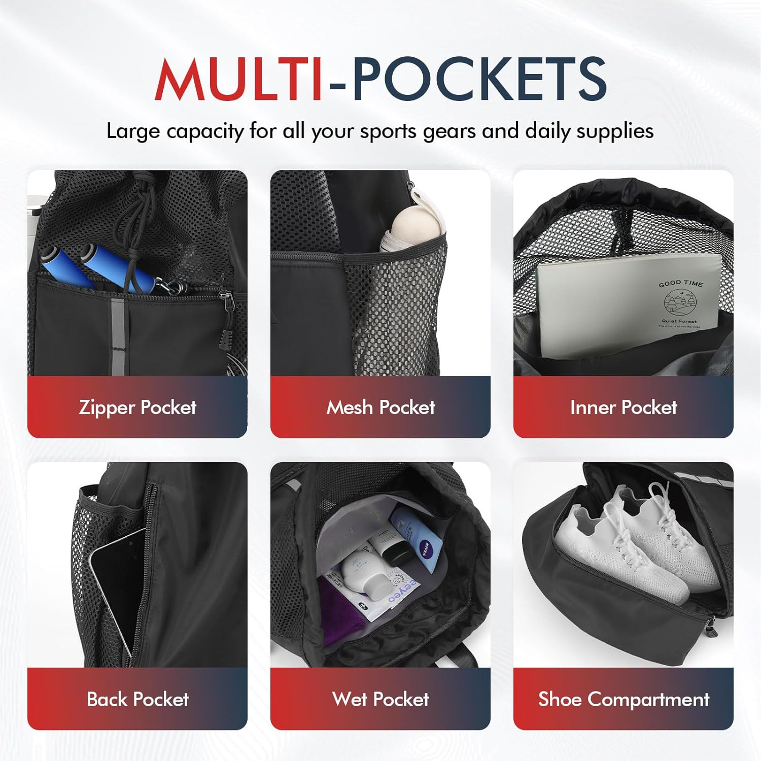 Bolso De Gimnasio Con Cordón Gran Capacidad