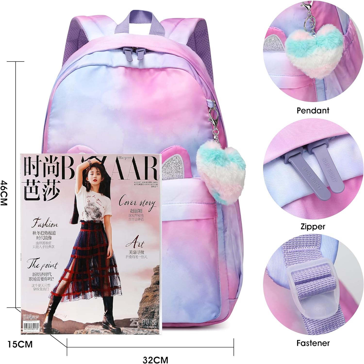 Mochila Escolar Impermeable Orejas De Gato
