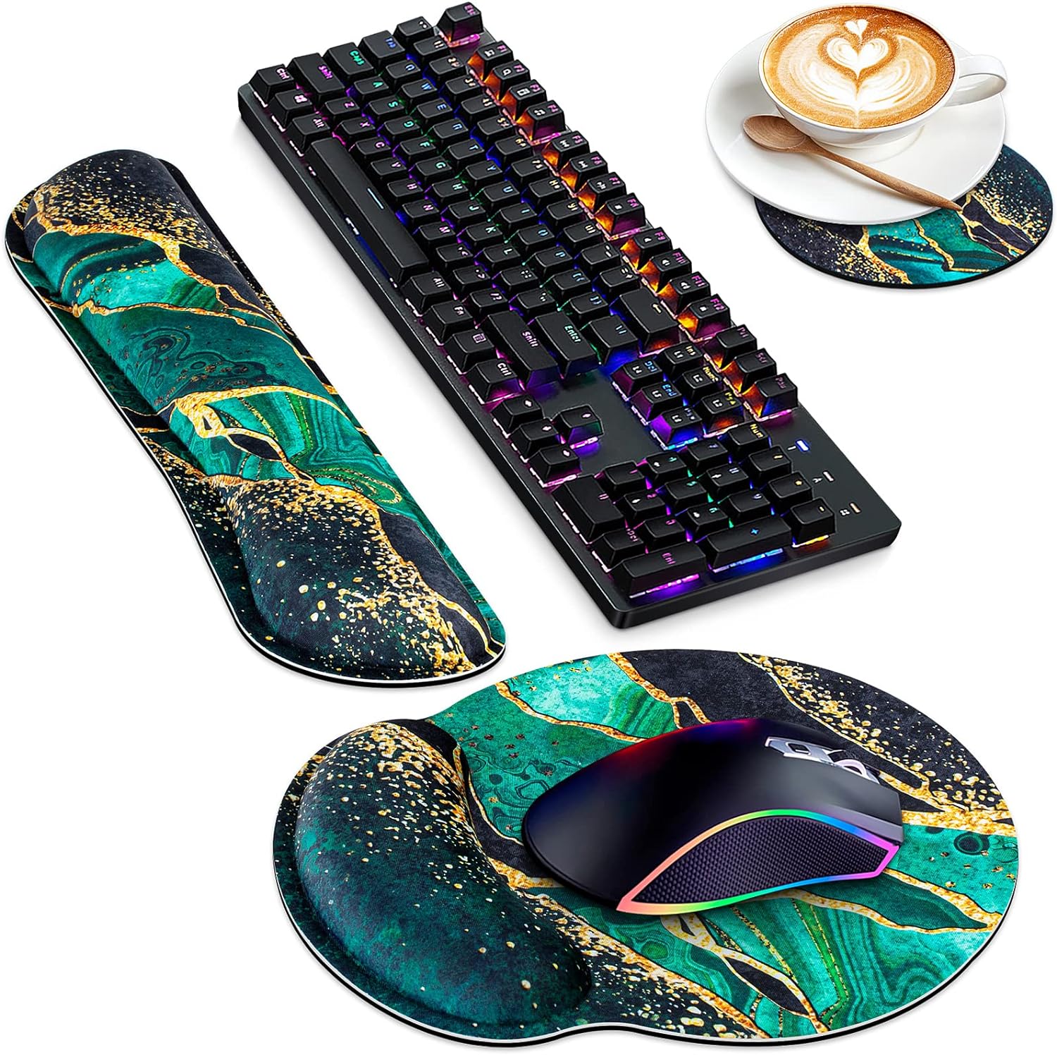 Juego De Muñequeras Para Mouse Pad 3 En 1