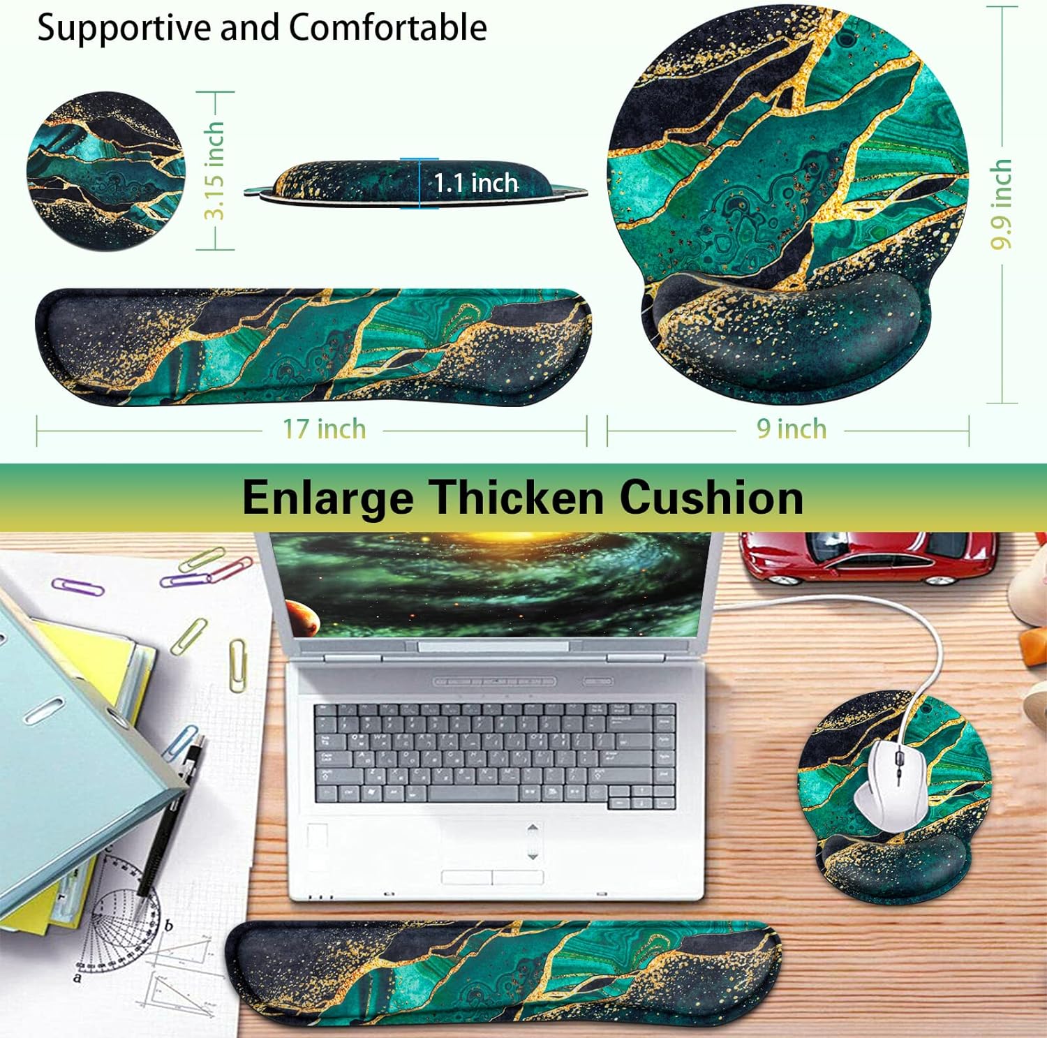 Juego De Muñequeras Para Mouse Pad 3 En 1