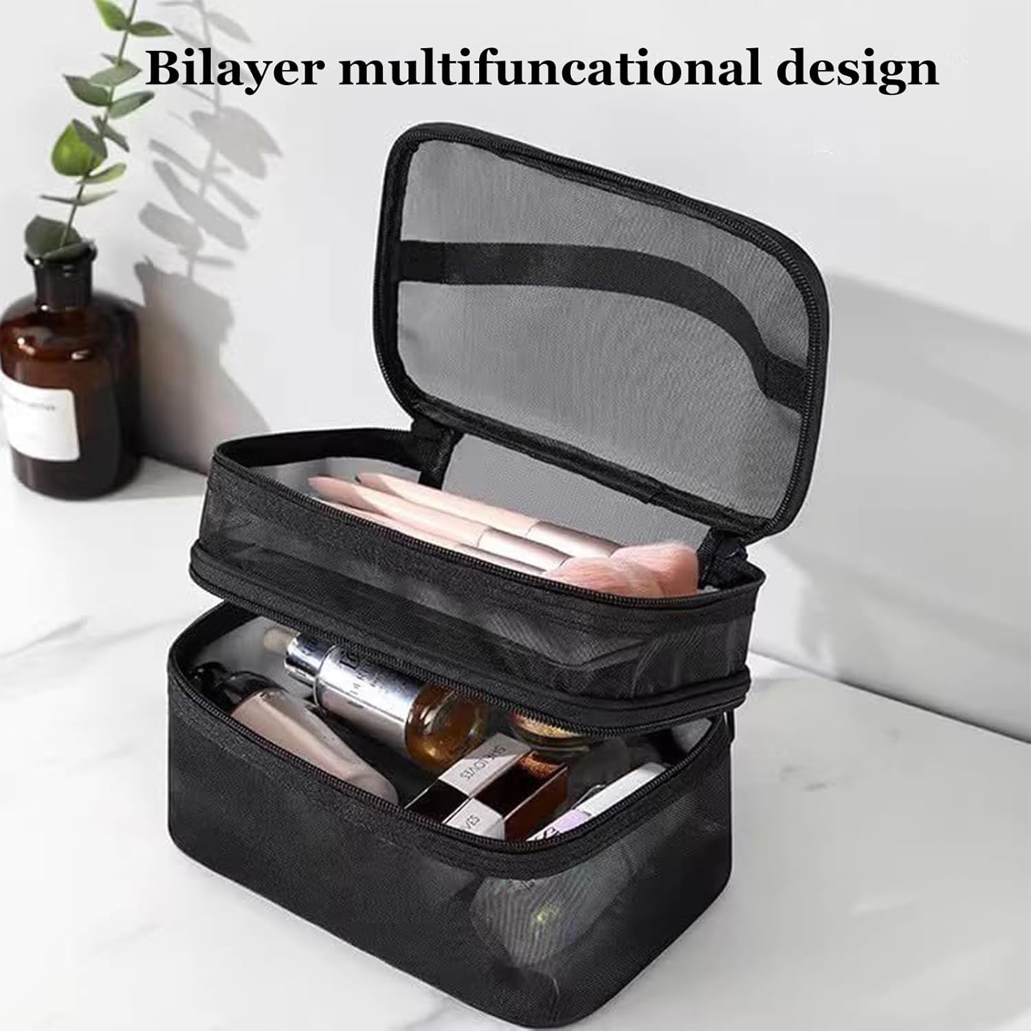 Neceser De Maquillaje Doble Capa Con Asa