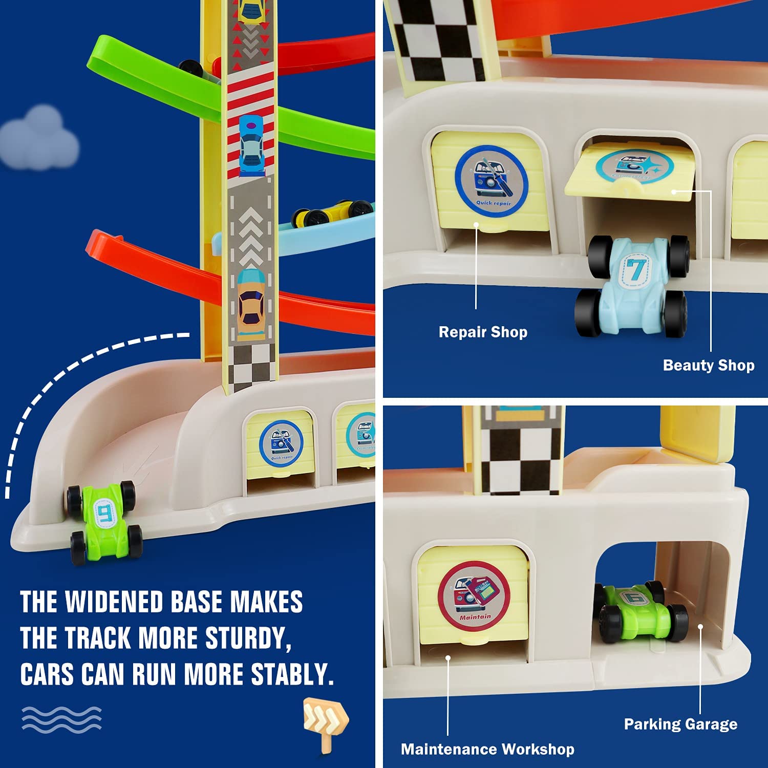 Pista Y Rampa Para Autos Montessori Con 6 Autos