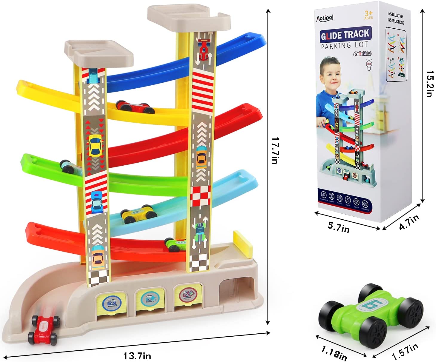 Pista Y Rampa Para Autos Montessori Con 6 Autos