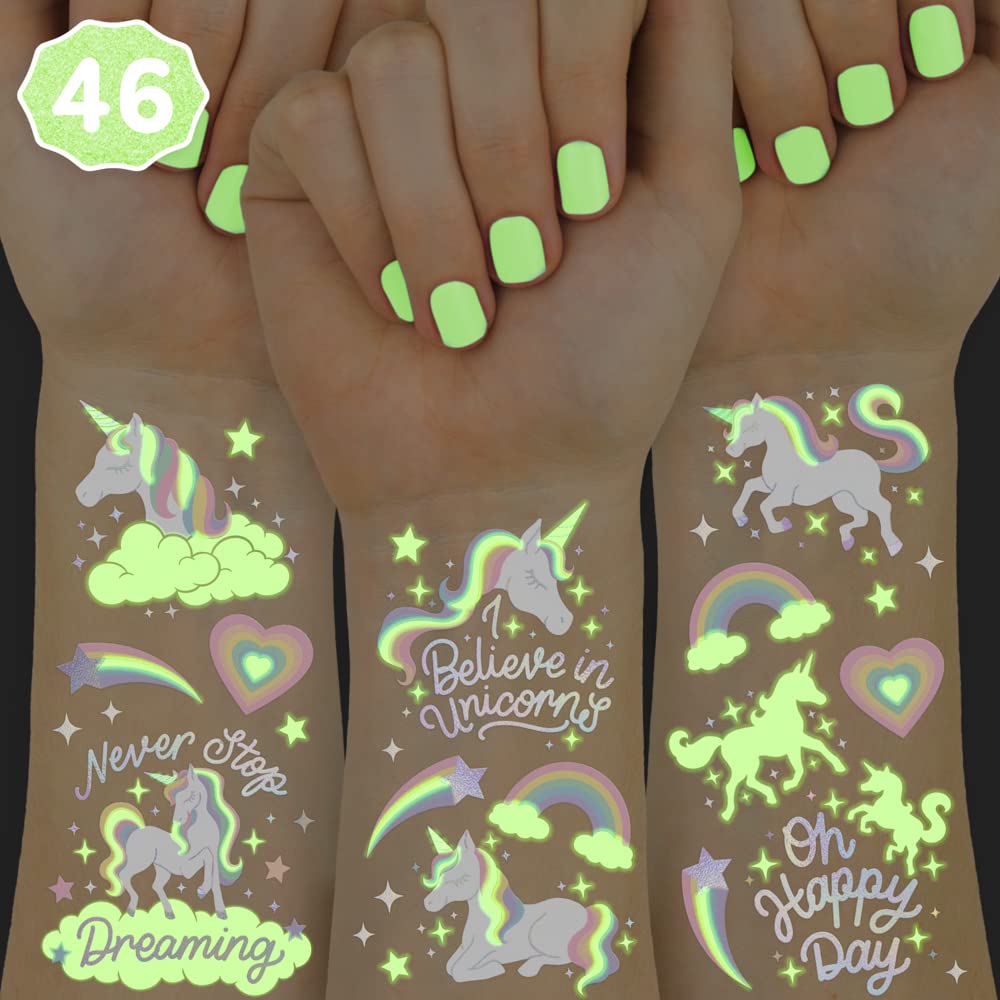 Sorpresitas Unicornios y Dinosaurios Fluo Tatuajes Brillantes