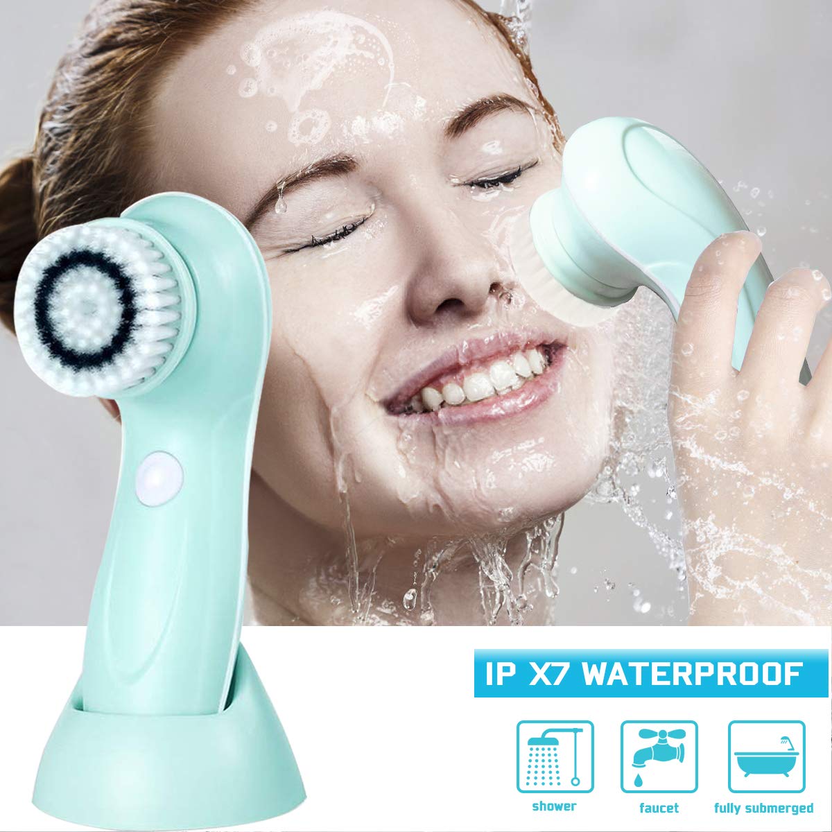 Cepillo De Limpieza Facial Recargable Usb con 3 cabezales