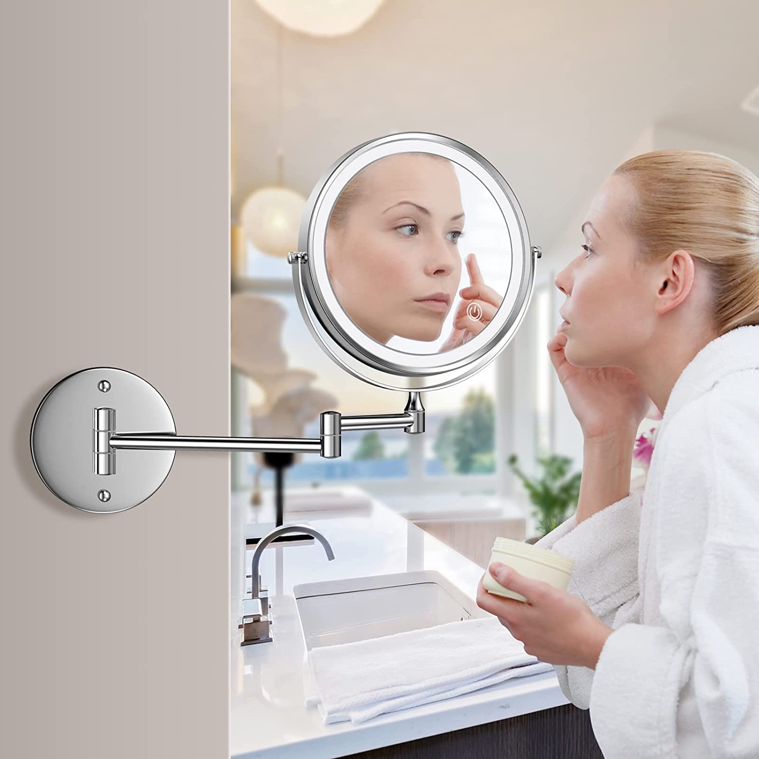 Espejo De Maquillaje De Doble Cara Aumento X 10.