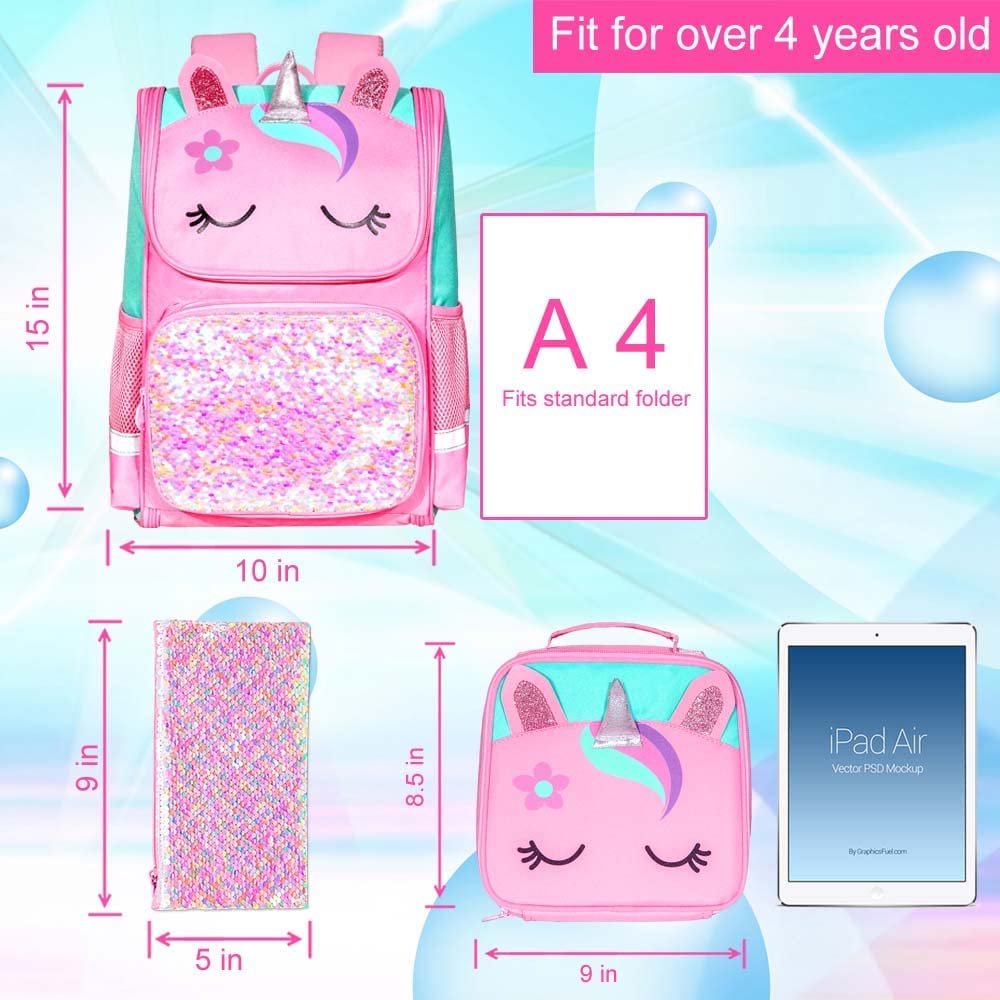Mochila Unicornio Con Lonchera Y Cartuchera