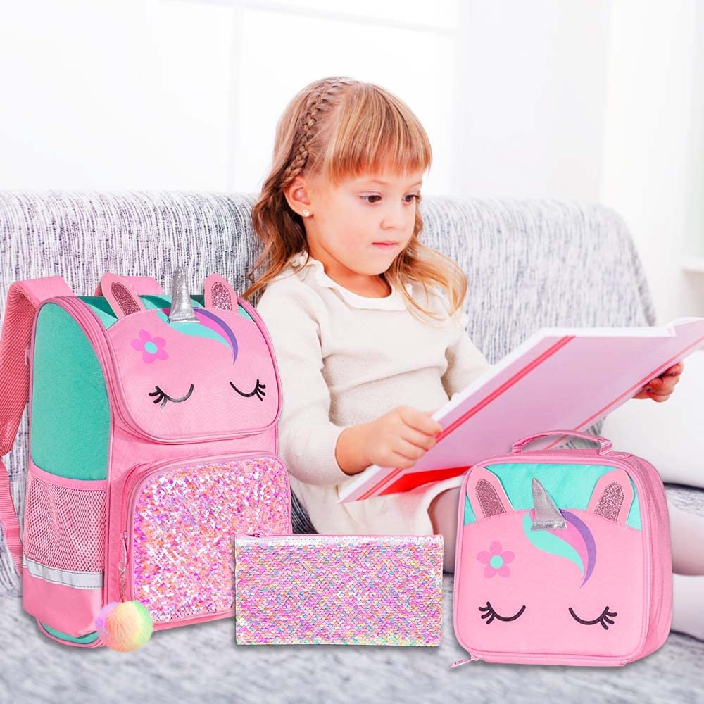 Mochila Unicornio Con Lonchera Y Cartuchera